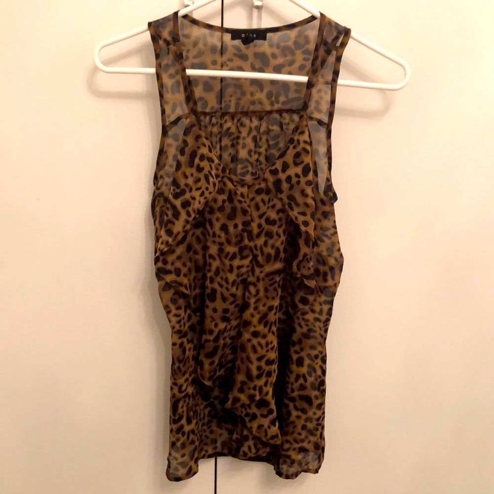 Mine Leopard Print Sheer Top With Ruffle - image 1